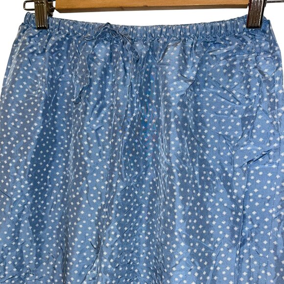 Lands' end powder blue bird sky ski day SILK snowflake print lounge pants S - Picture 4 of 5